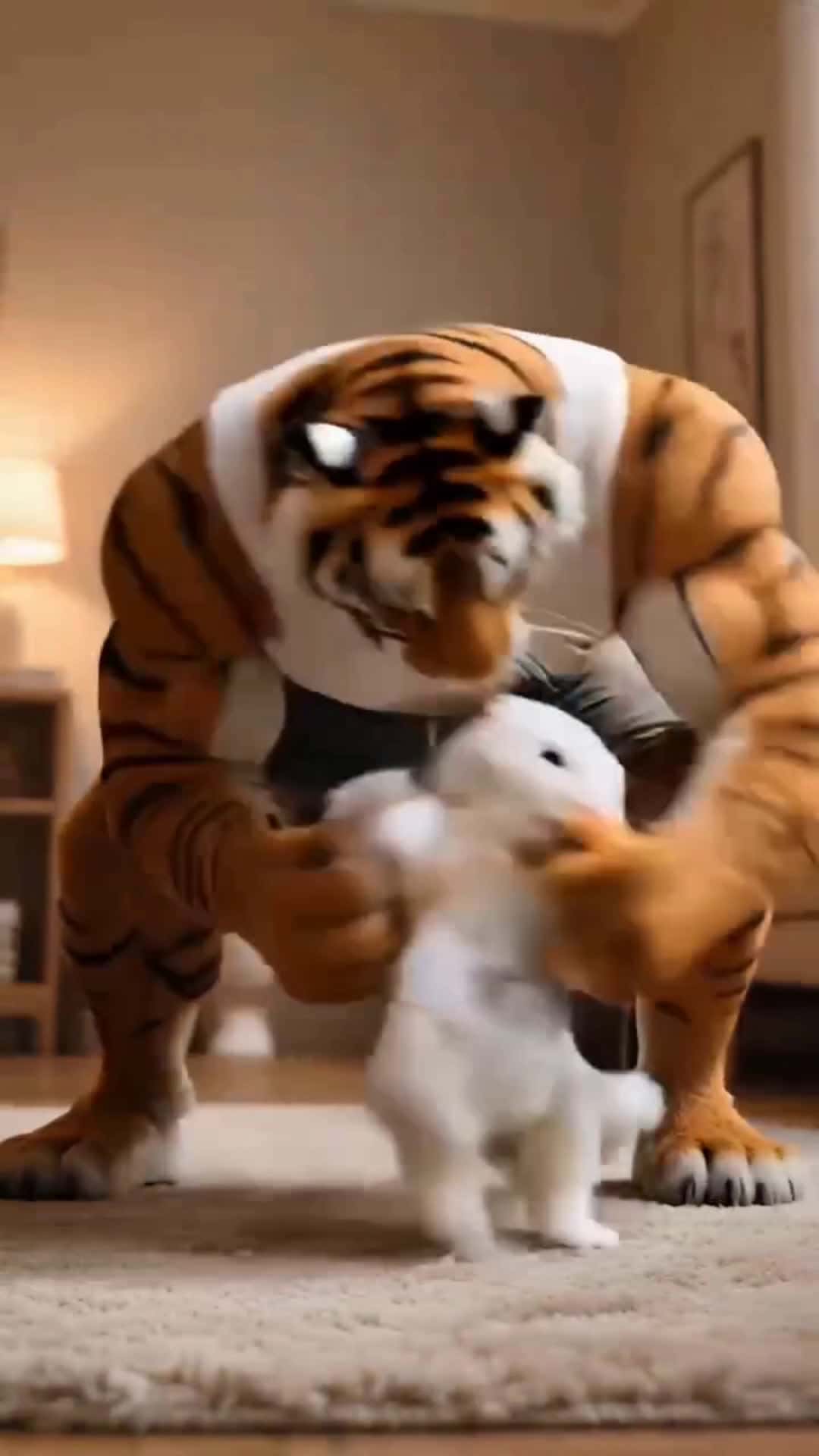 Cover for #aivideo A bowl of ramen was overturned, and the tiger's life was ruined!!! #ai  #aiart #aicat #aicatstory #aicatvideos #aicatfunny #aianimation #catcartoon #cat #catstory #catfunny #catvideos #hybrid #fusion