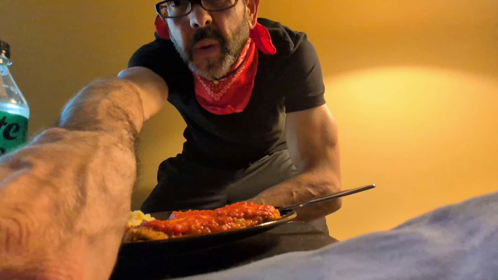 Cover for ASMR. Eating Homemade Chicken Parmesan With Mashed Potatoes. 