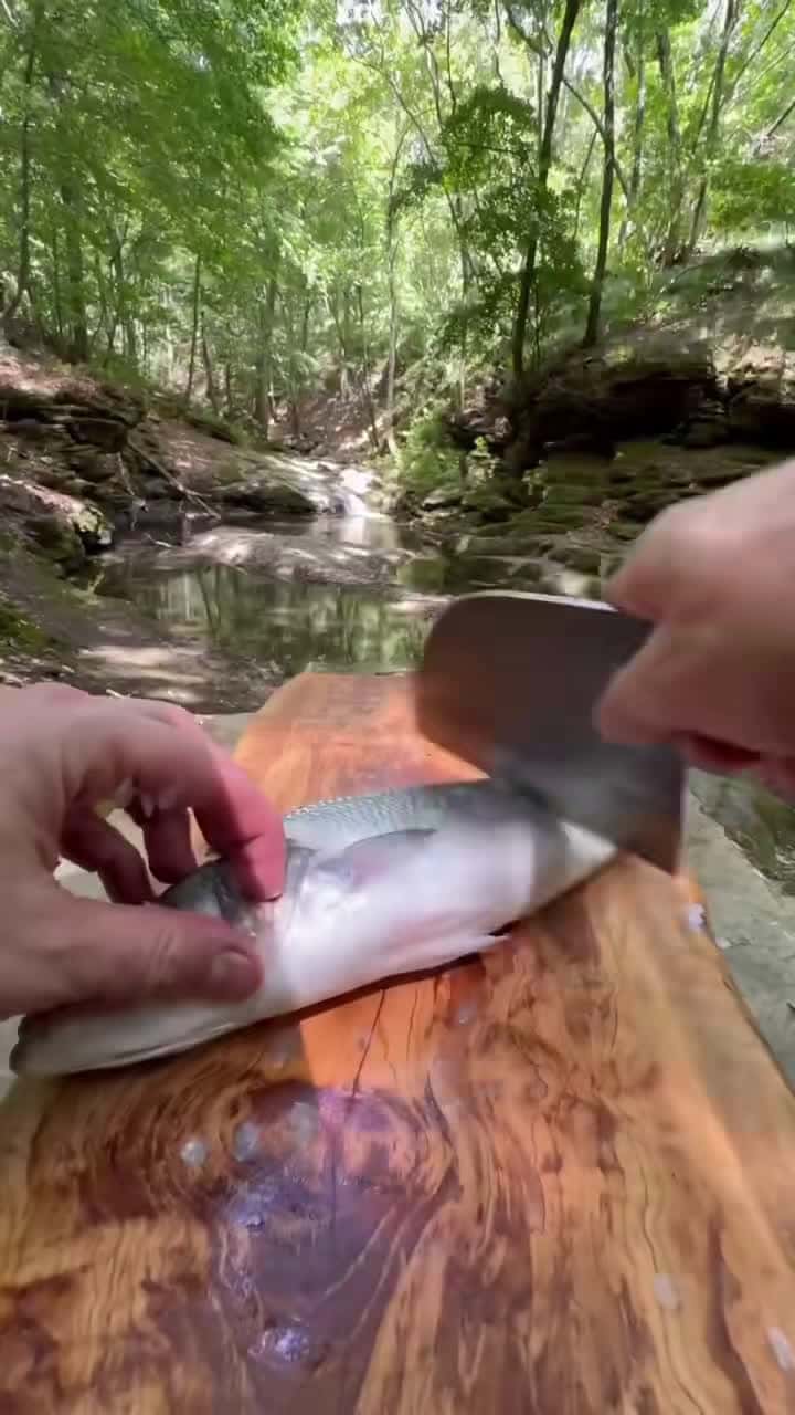 Cover for Cook sea bass on ice in the wild 🌲🌴🌳💚 #fish #cookingasmr #outdoorcook...