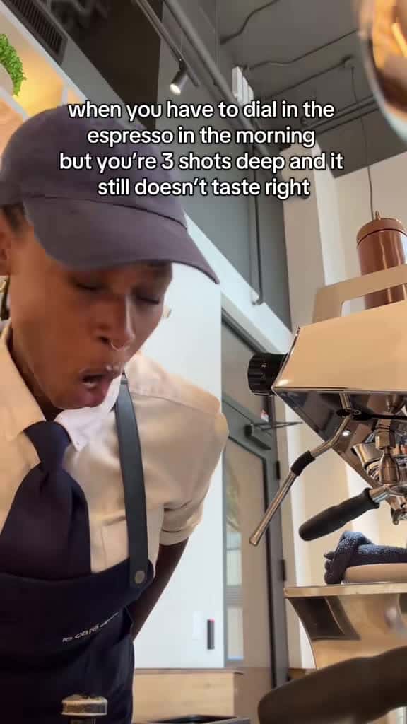 Cover for Espresso dialing struggles are real! Only the strong survive 😅☕️ #BaristaLife #CoffeeProblems #NYC #Skit
