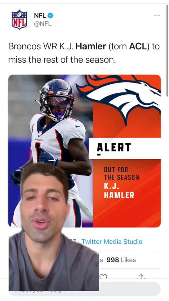Cover for K.J Hamler out for the season! #acl #injury #denver #broncos #nfl