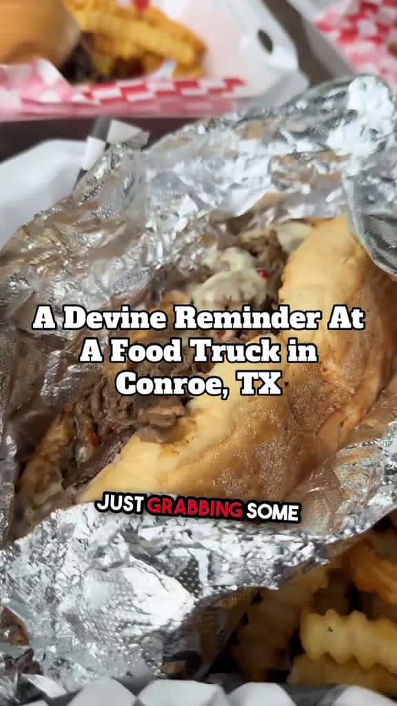 Cover for A Devine Reminder at Manna From Heaven – Food Truck in Conroe, TX Serving Philly Cheesesteaks, Smash Burgers & Faith  📍 Conroe, TX 📍 Montgomery, TX TT: @mannafromheaven  FB: Manna From Heaven Food Truck IG: @ mannafromheavengou...