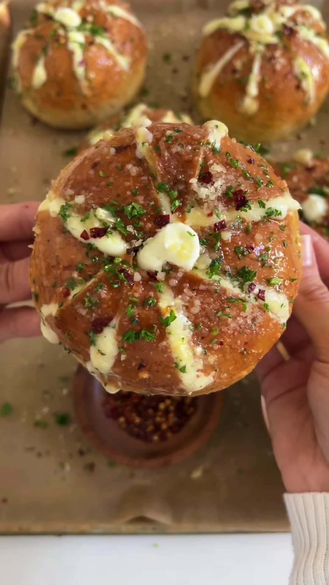Cover for Korean Garlic Cheese Bread - literally dunked in a bath of garlic butter #challengebutter