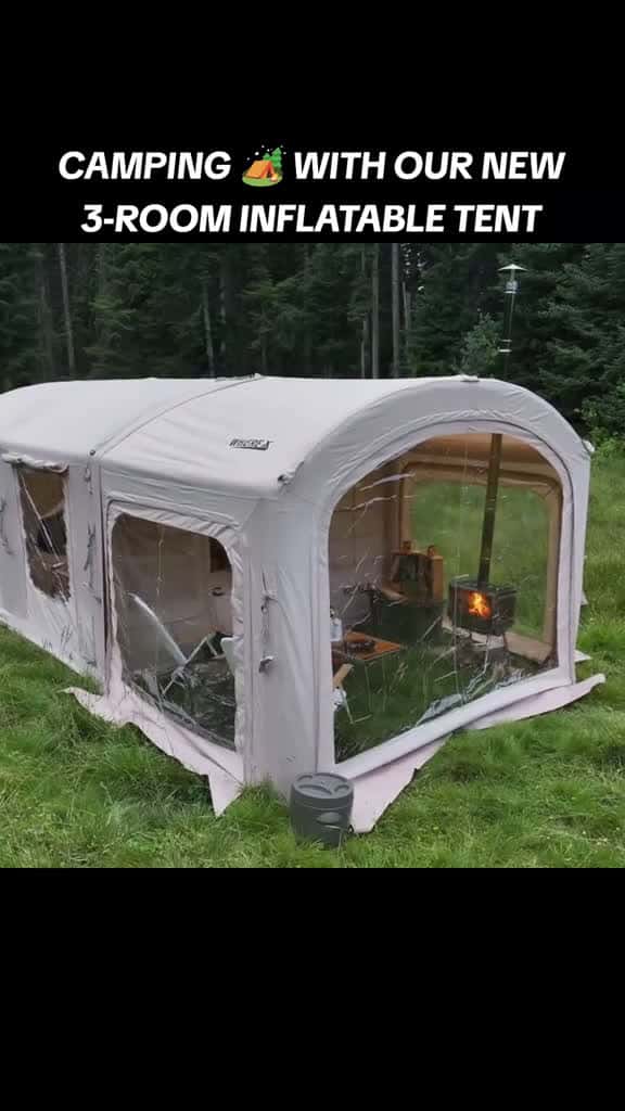 Cover for CAMPING WITH OUR NEW 3-ROOM INFLATABLE TENT trending foryou 1mviews camping campingtent su 30207 #shortvideos