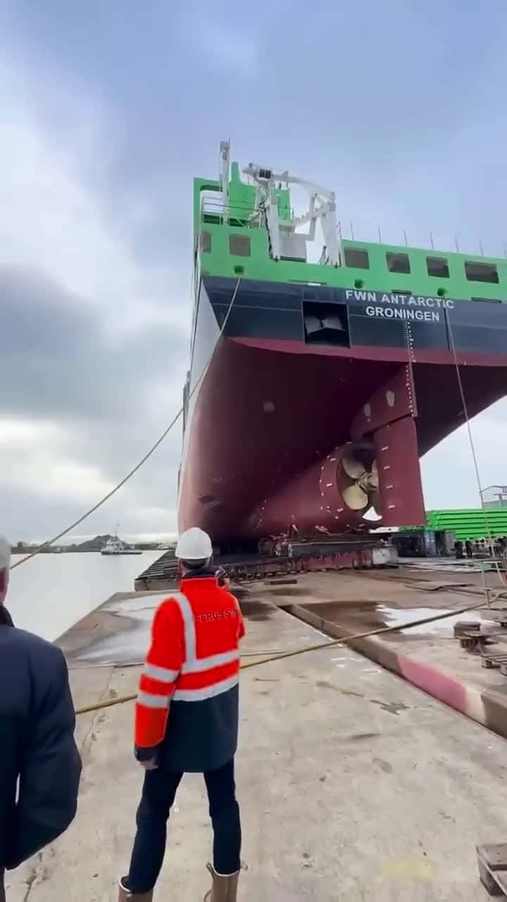 Cover for How big ships are launched into the ocean #shiplaunch #shiplaunching #bigship