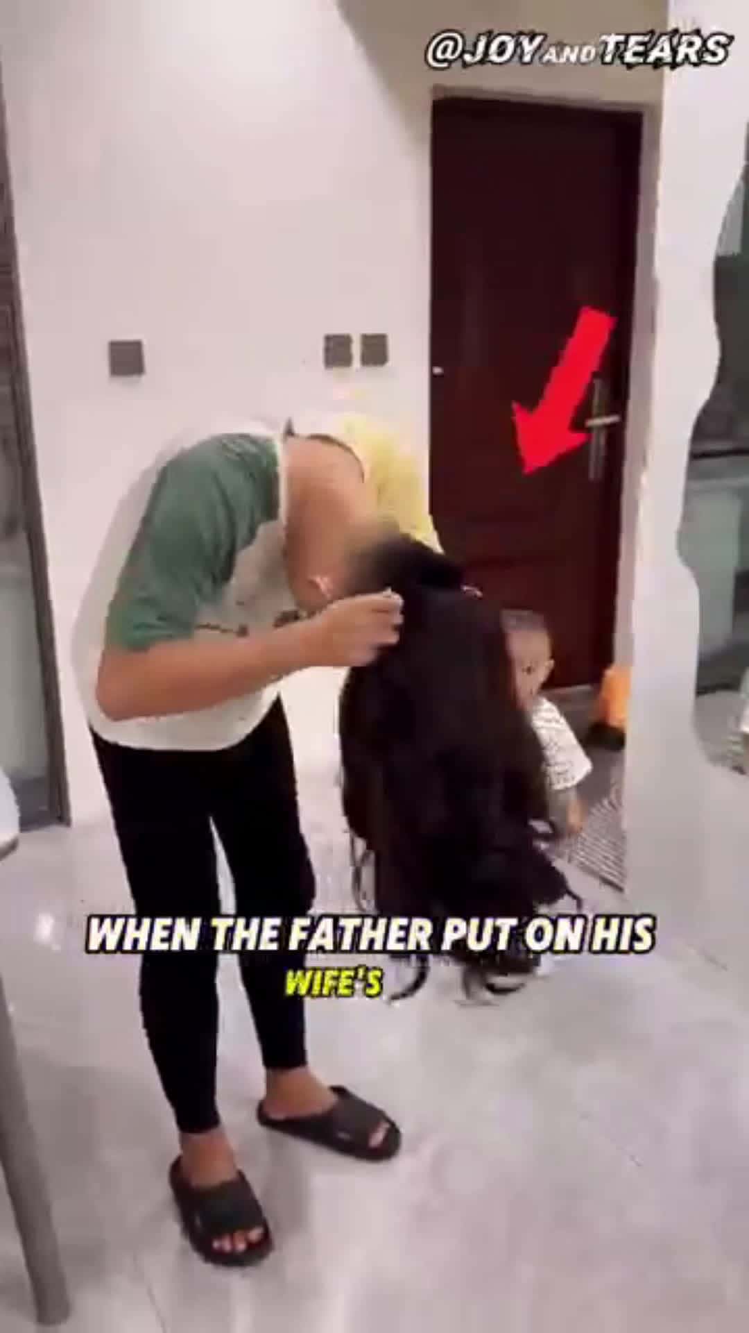 Cover for Son Reaction When Father Wears His Mother's Wig#foryoupage #follow #foryou#scoopz #fyp #caughtoncamera 