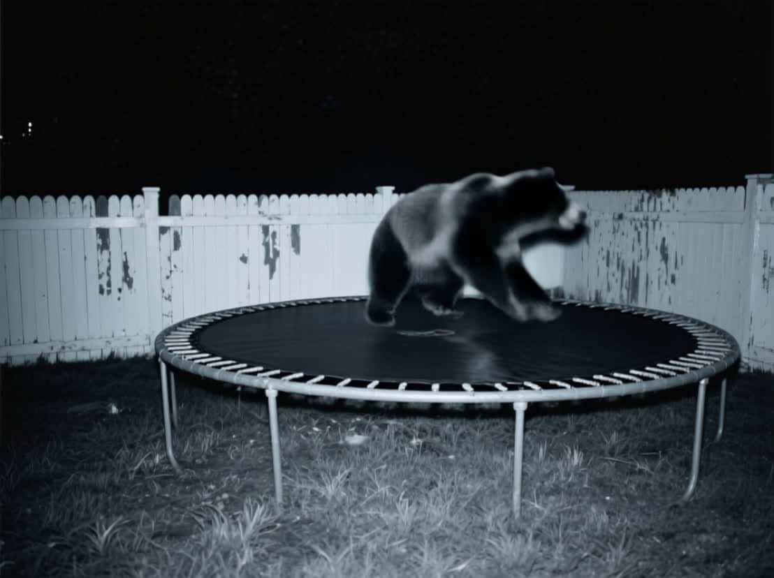 Cover for AI-generated. A surprise late-night backyard intruder 😂 #funnyvideo #animals #interesting #bear #ai