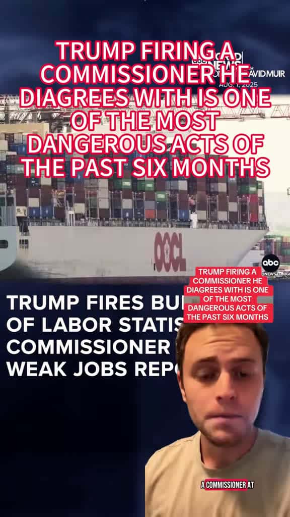 Cover for Trump fires Labor Statistics head after bad jobs report – accuses her of data manipulation without proof. 1984 vibes? 🚨 #Trump #JobsReport #Politics
