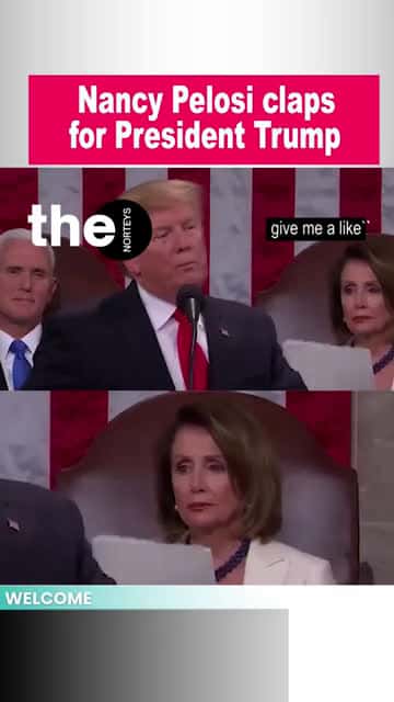Cover for Nancy Pelosi claps for President Trump