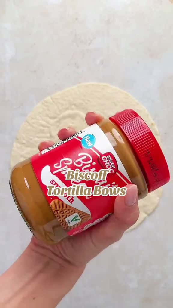 Cover for Biscoff version of my viral tortilla bows . This time theyre spread with Biscoff  41089 #trending