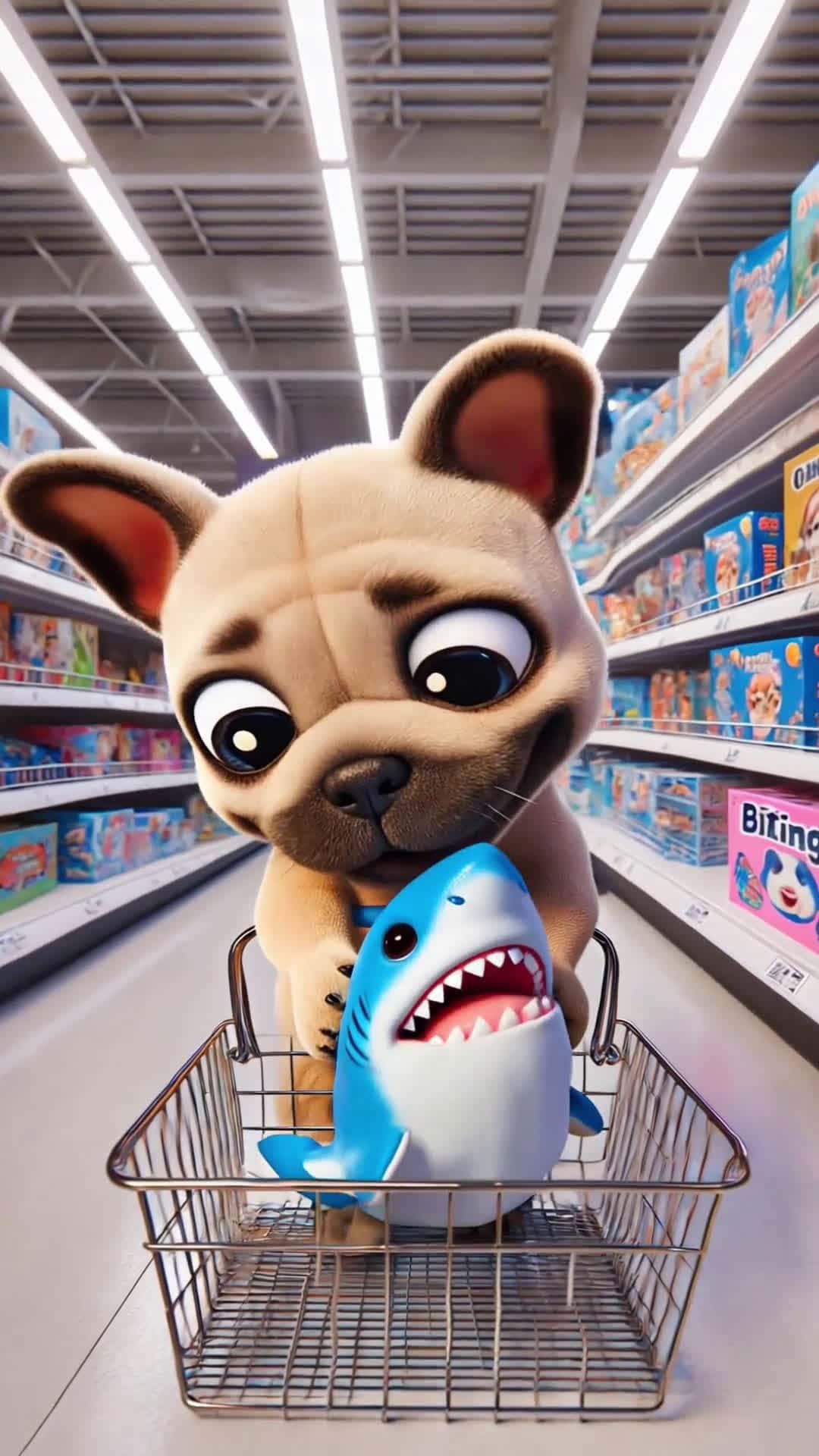 Cover for AI Made: Puppy and kid play risky shark bite game! #FunnyDog #ChildrenPlay #BiteFingerToy #PetAdventures #SharkFun