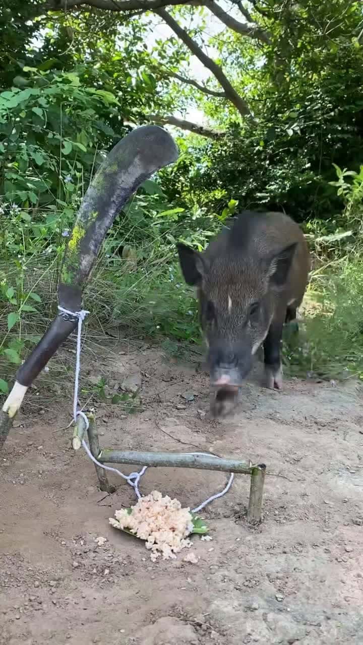 Cover for Easy Wild Boar Trap  Creative DIY method to trap wild boars using a knife, 100 effective#wildlife