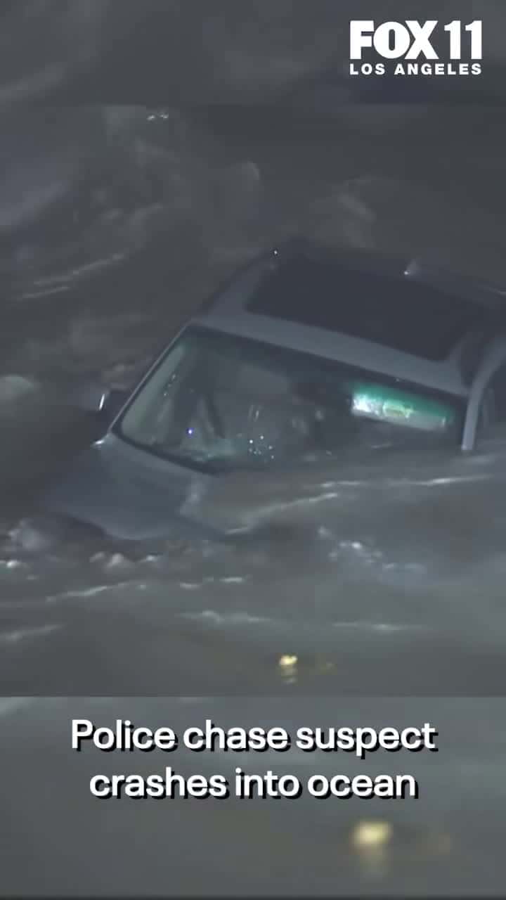 Cover for A WILD end to a #policechase through LA County Saturday night — a driver kept going once they hit the coast. The driver plowed the car into the ocean off the #Venice Pier and tried to swim away. She was eventually caught. #pursuit #la #foxla