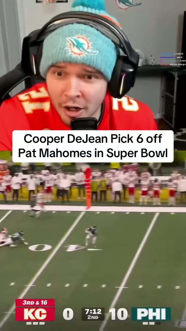 Cover for Epic Super Bowl moment: Cooper DeJean intercepts Pat Mahomes for a Pick 6! 🏆 #SuperBowl #EaglesVsChiefs