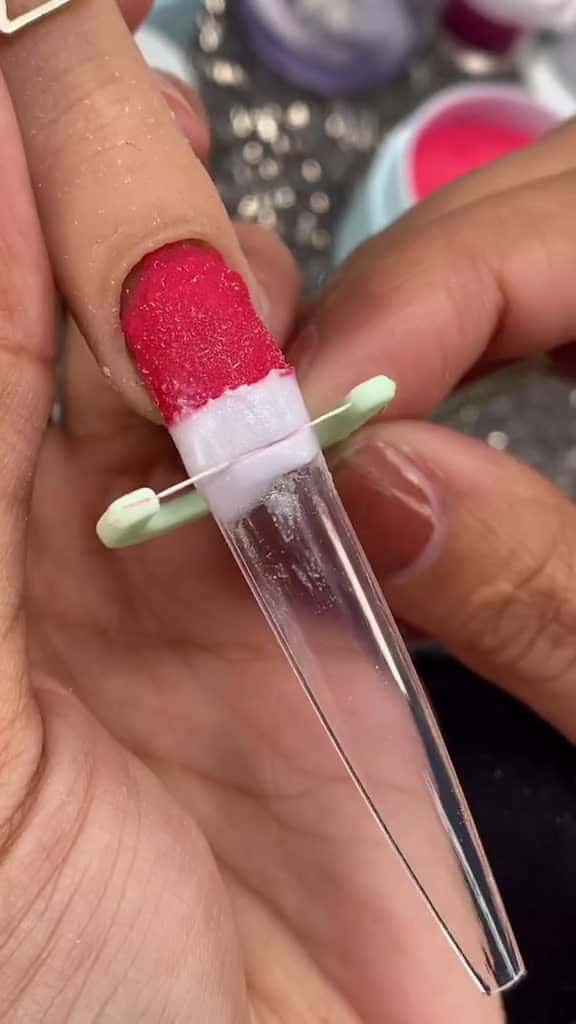 Cover for Acrylic Nail Color Slicing 💚❤️🤍 #nails #nailtutorial #acrylicnails #beautyhacks #satisfying #scoopz  #viral 