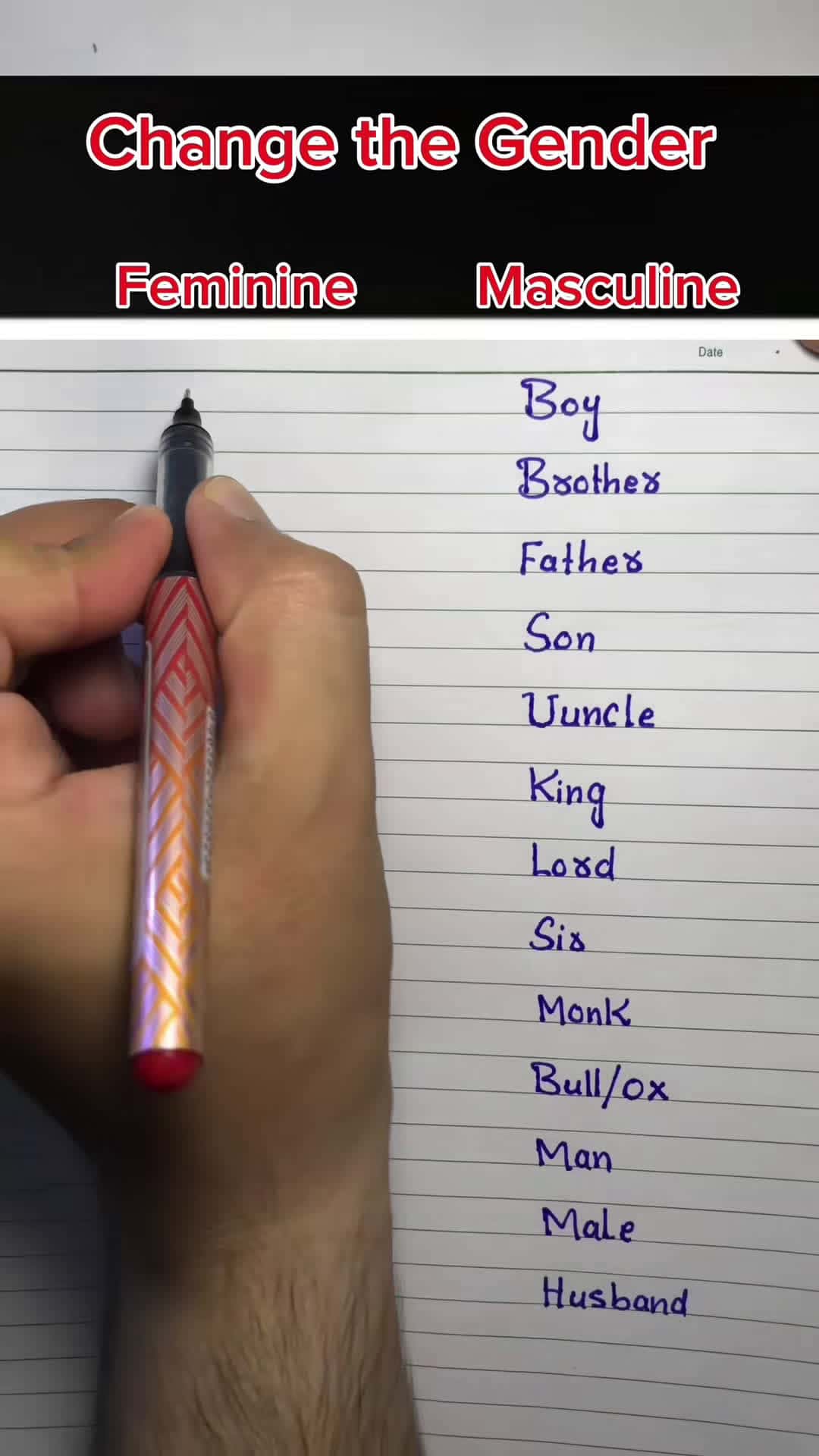 Cover for Gender Name | masculine and feminine | change the gender #learnOntiktok #mustwatch #english #foryou #fypシ゚viral #usa
