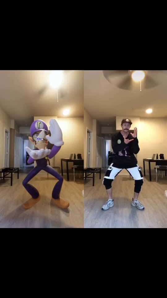 Cover for #duet with @skinnymario1914 (dc:@smacmccreanor) Huge thanks to @natureboog for the mocap performance!#dance #waluigi #nintendo #luigi #supermario #fyp