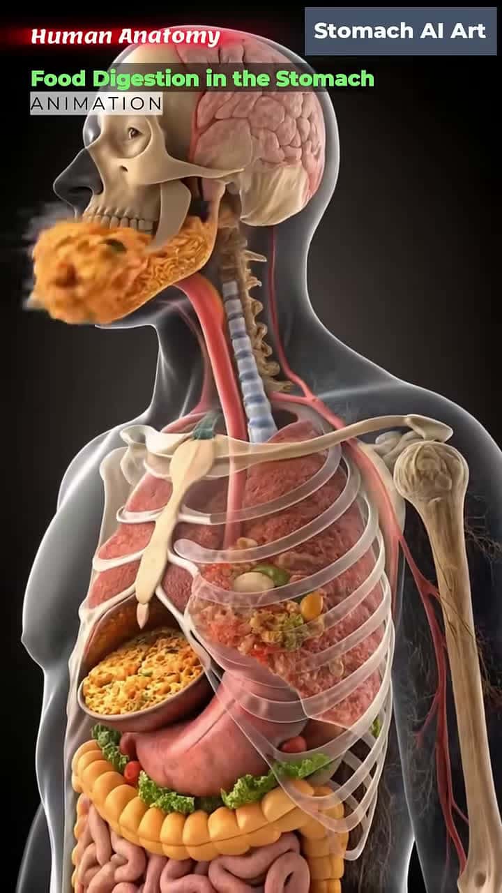 Cover for Food Digestion Animation | Stomach AI Art | 03#HumanAnatomy #StomachDigestion #MedicalShorts #SlowMotionScience #InsideTheBody