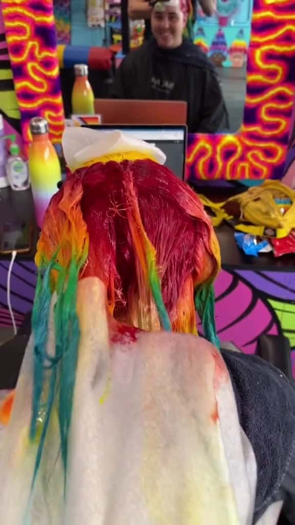 Cover for hairdye rainbowhair hairgoals hairprocess vividhair candyhair bangs trend hairtre 64866 #followMe