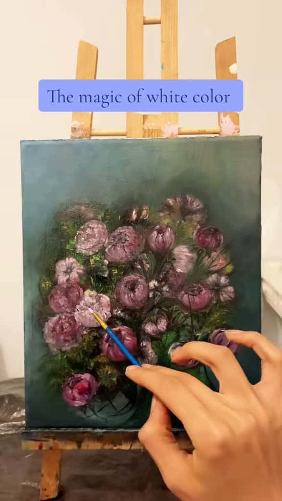 Cover for The lighting on the video needs improvement, I know 😅 #oilpainting #peintureàlhuile #flowerpainting