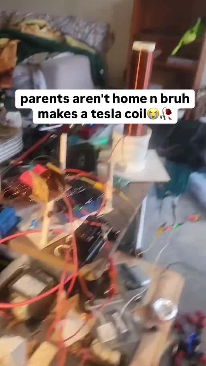 Cover for parents aren't home n bruh makes a tesla coil #CaughtOnCamera#ThePawfectMoment