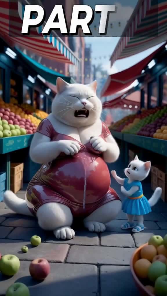 Cover for SMALL WHITE CAT HELP HER PREGNANT MOM IN THE MARKET FunnyCatShorts catstories Catlovers cu 11647 #american