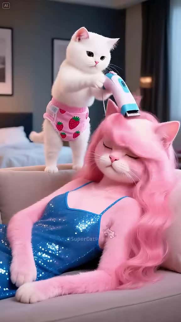 Cover for Get ready for a purr-fectly hilarious AI cat moment! 😹🎥 #FunnyCatVideo #AIPets #CatCartoon