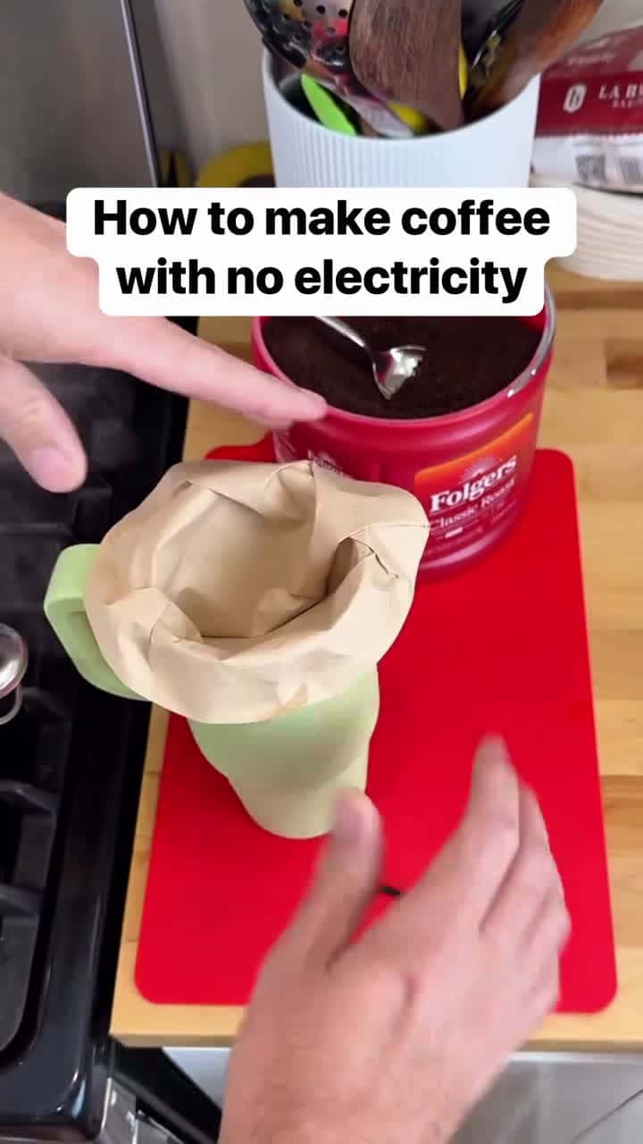 Cover for Jeff shows us how to make coffee when you don’t have electricity by using a gas powered stove or even a campfire. I love this tip for power outages, camping, or just enjoying a fresh cup of coffee without using machine ☕️ #coffee #campingtips #stove #poweroutage #lifehacks 