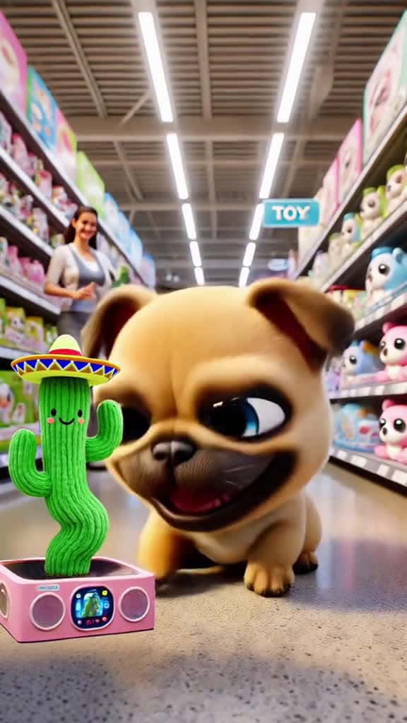 Cover for Puppy's New Cactus Toy = Dance Party! #AIAnimationVideo #CuteAnimals #DanceChallenge #KidsEntertainment #PetAdventures #CactusFun