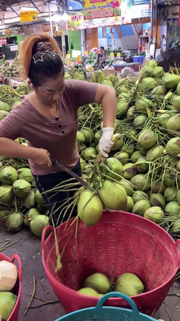 Cover for Coconut Peeling Process - Thai Fruit Shop name Coconut Home Mahanark Location Mahanark Mar 44846 #followMe