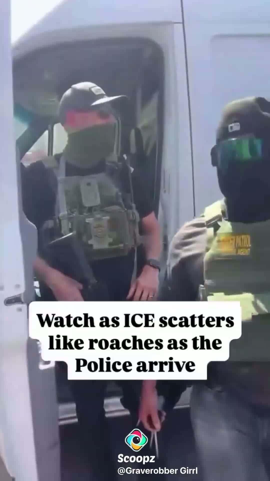 Cover for ICE runs like roaches as the real police came.  #caughtoncamera  #ice