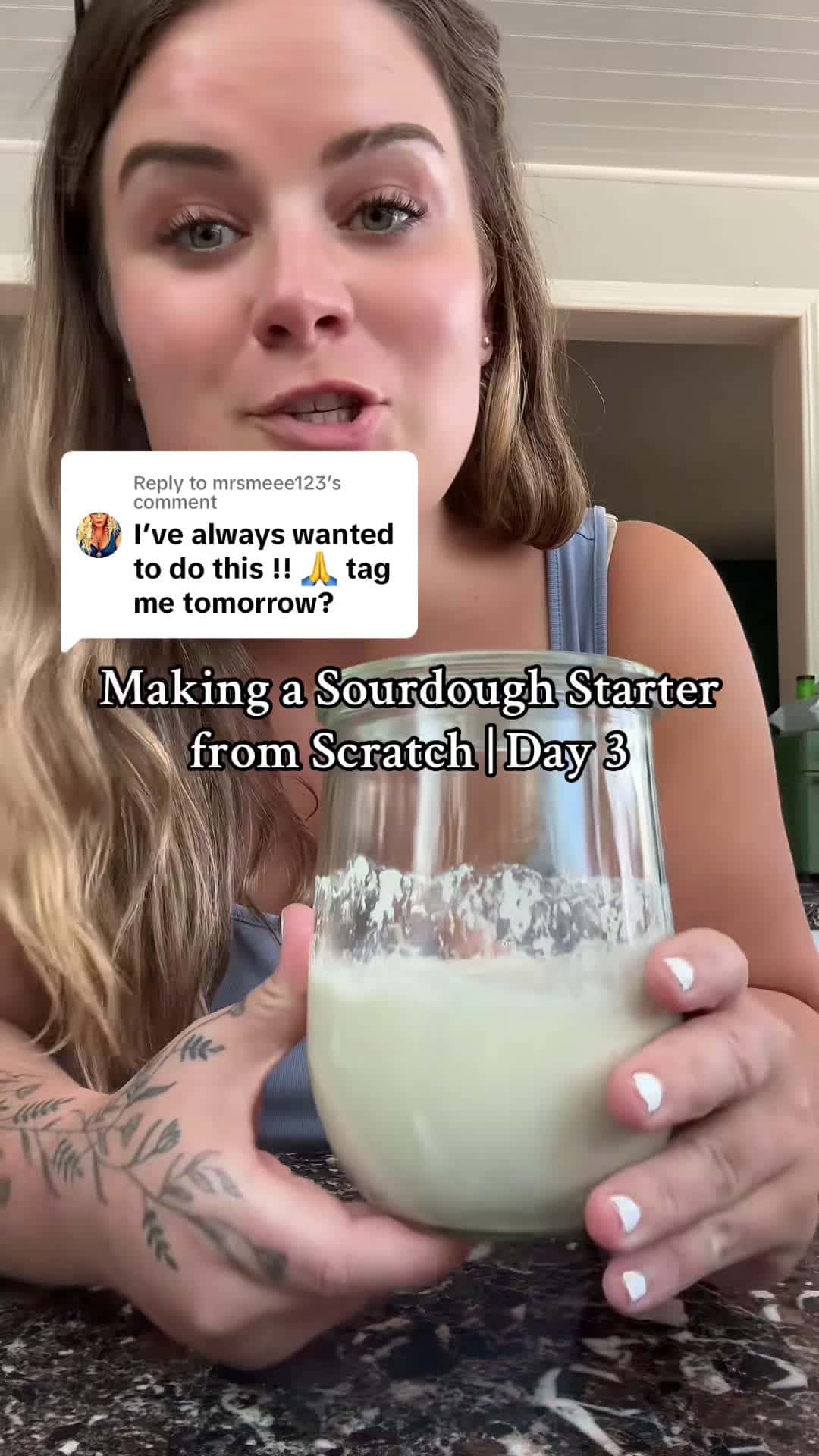 Cover for Replying to @mrsmeee123 Everyone’s will move at a different pace because we are all in different environments,  please do not be discouraged if yours isnt doing anything yet - just keep following along! Different environments mean different paces :) not wrong or right, just different. #sourdoughstarter #sourdough #breadtok #foryouuu #day3