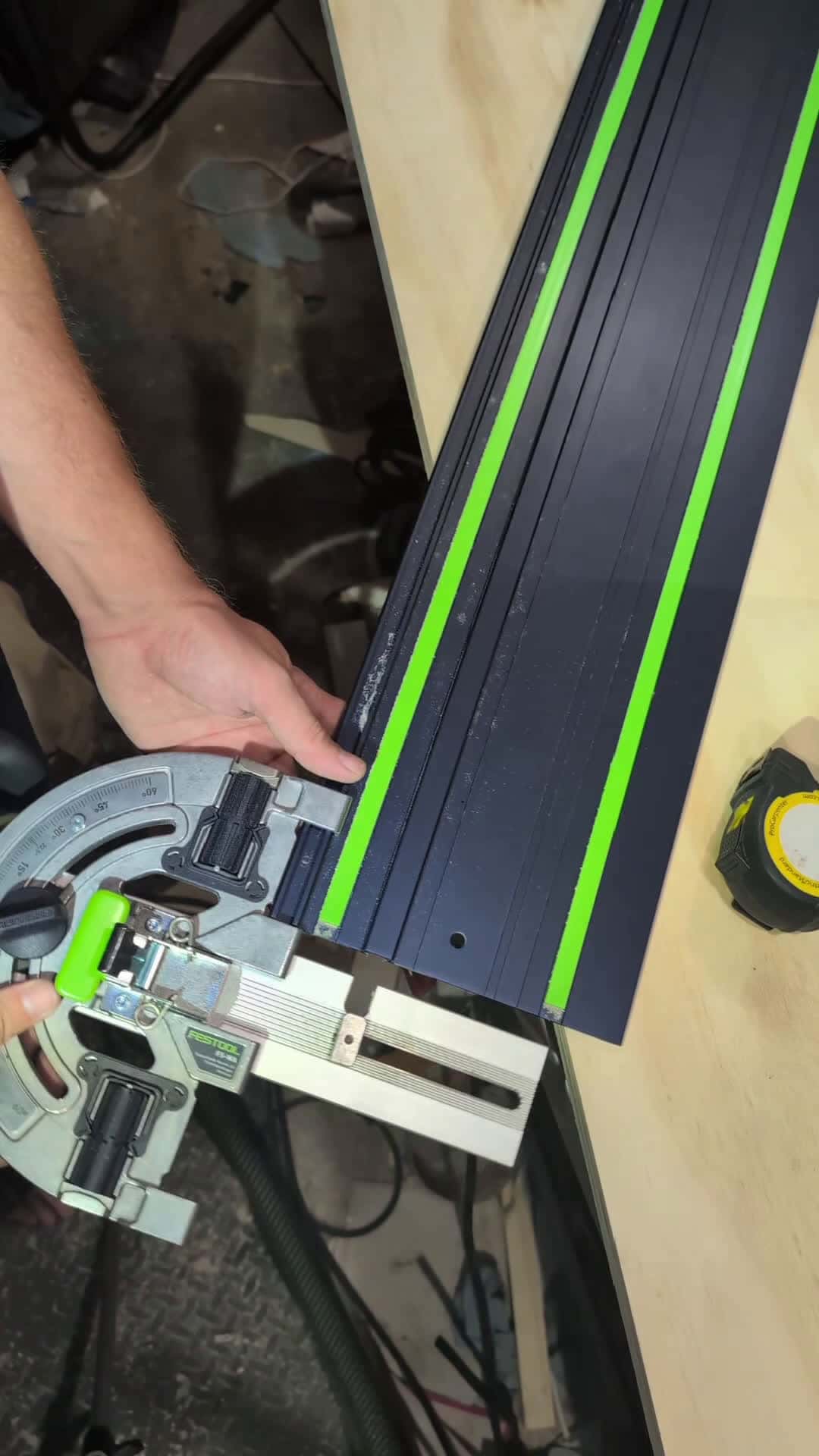 Cover for Using that clean edge as my reference, I grabbed the angle guide and trimmed this plywood down to length—getting one step closer to finishing the little man’s new bed frame.#saw #tracksaw #woodworking #woodwork #festoolemployee