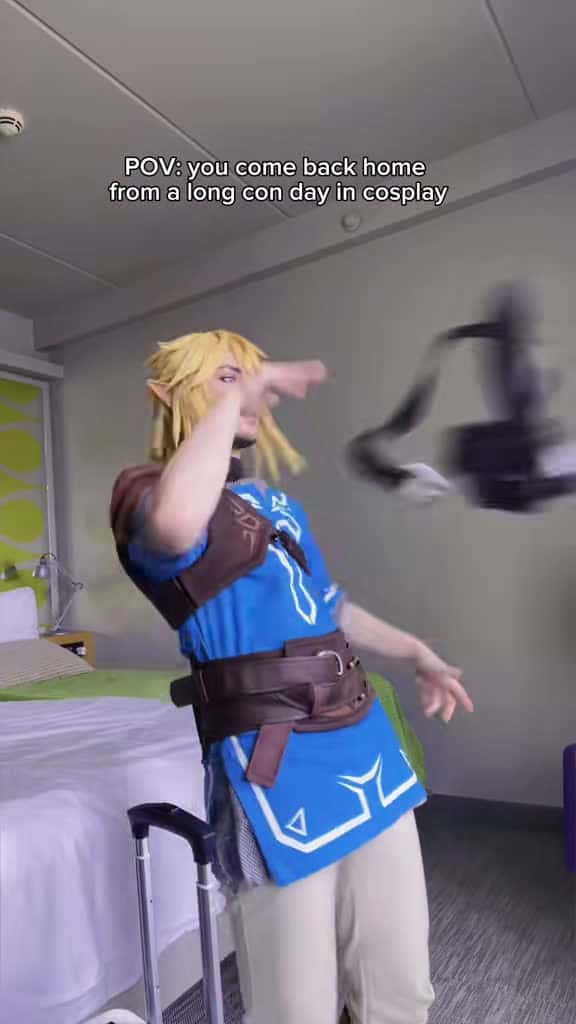 Cover for The struggle of taking off a full Link cosplay—sometimes the quickest solution is just showering in it! 😂 #CosplayProblems #Zelda #Link #BOTW