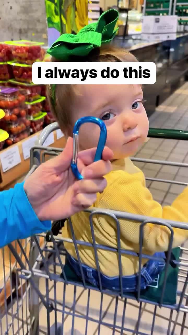 Cover for I use a carabiner along with the seatbelt to help keep baby snug in the cart while we shop — remember to always still supervise baby while shopping 🛒❤️#mom #shoppingtime #babytips #safety #viral #scoopz 