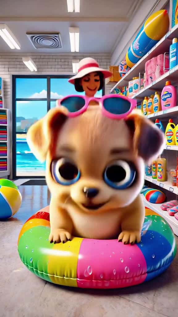Cover for AI Puppy's playful summer pool party begins! #PuppyVideo#SwimmingFun#AIArtwork#SummerJoy#CutePets#CartoonFun