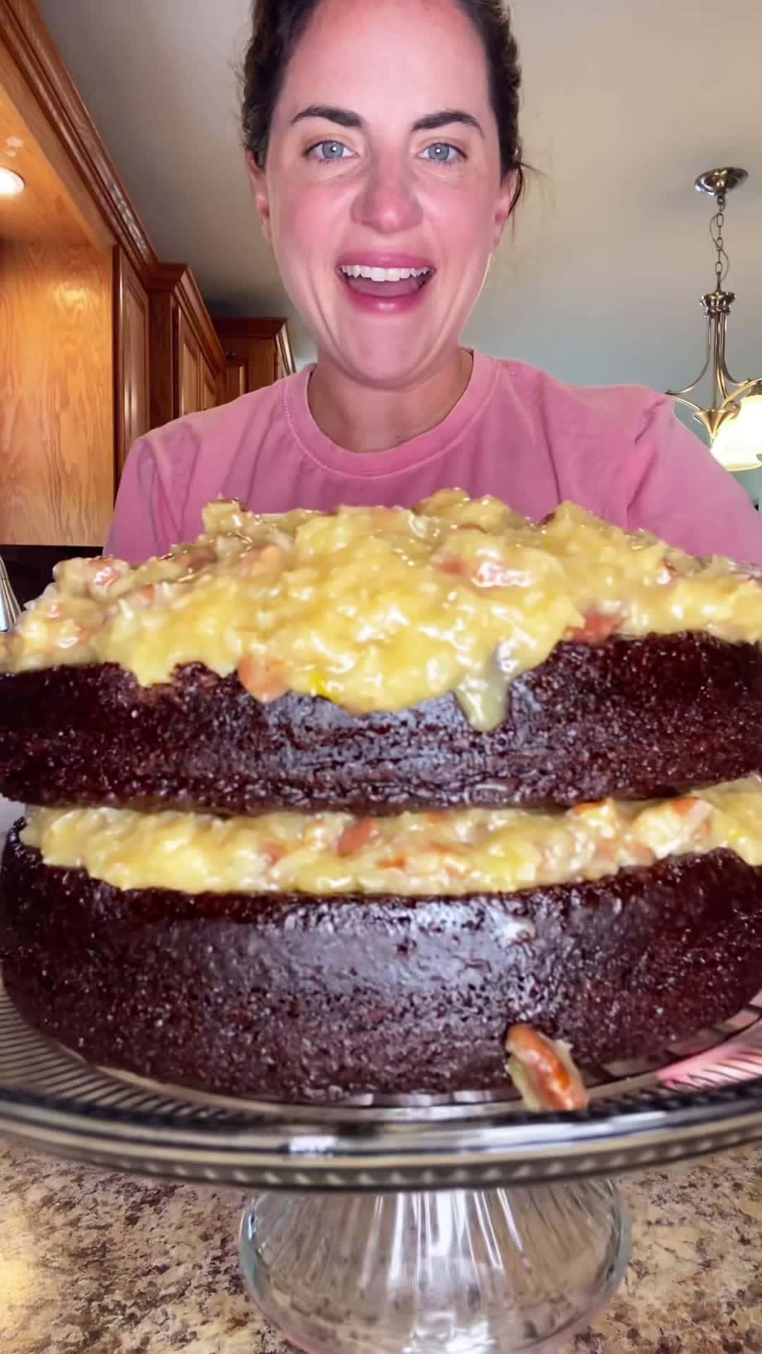 Cover for German Chocolate Cake for @Joel Maun birthday!   RECIPE:  2 cups flour, 2 cups sugar, 3/4 cup coco powder, 2 tsp baking powder, 1 & 1/2 tsp baking soda, 1 tsp salt, mix. Add 1 cup milk, 2 eggs, 2 tsp vanilla, 1/2 c vegetable oil. Mix until blended Slowly Add 1 cup of boiling water while mixing it. Grease two 9 inch round pans and bake at 350 for 35 mins. Let cool. For the icing: on the stovetop add into a saucepan 2 cups sugar, 2 cups evaporated milk, 6 egg yolks, 2 sticks (1cup) butter. Stir co