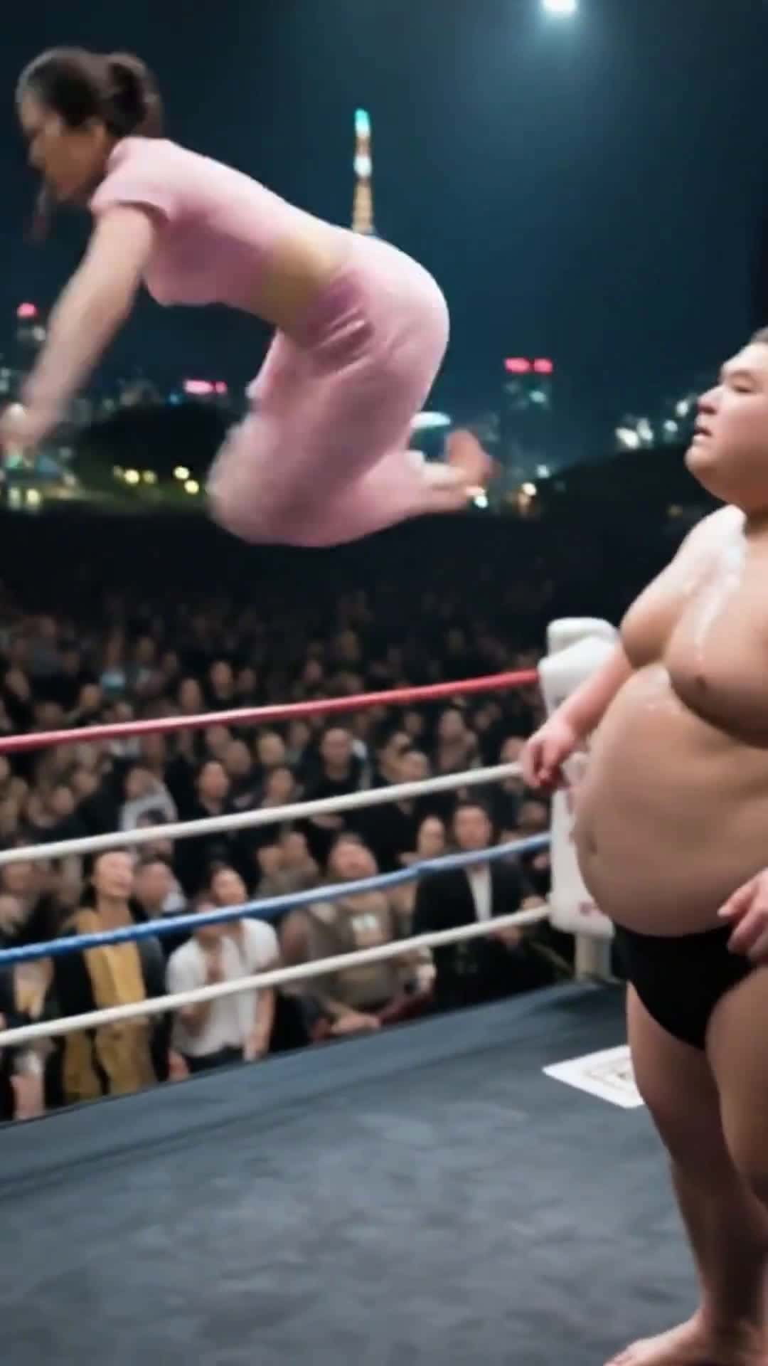 Cover for AI generated: KungFu Beauty vs Sumo King #KungFuFight#SumoWrestling#MartialArtsAction#AIvideo