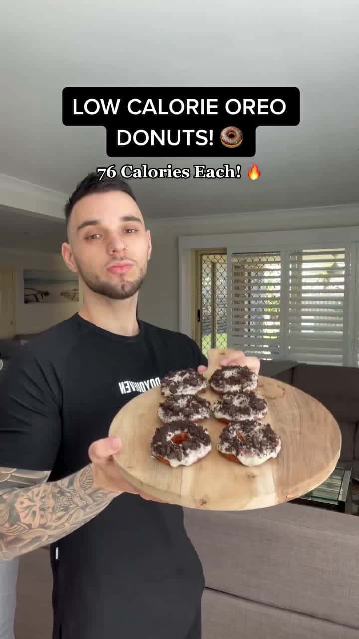 Cover for LOW CALORIE OREO DONUTS! 🍩 76 Calories Each! 🔥 #lowcalorie #lowcalorierecipe #sweettooth #fyp #fatloss #lowcaloriedessert #donuts #lowcaloriedonuts