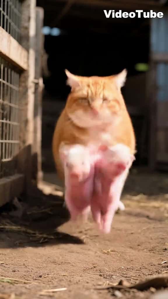 Cover for This cat stole two baby pigs. ai aistory cat funny VideoTube 72366 #america