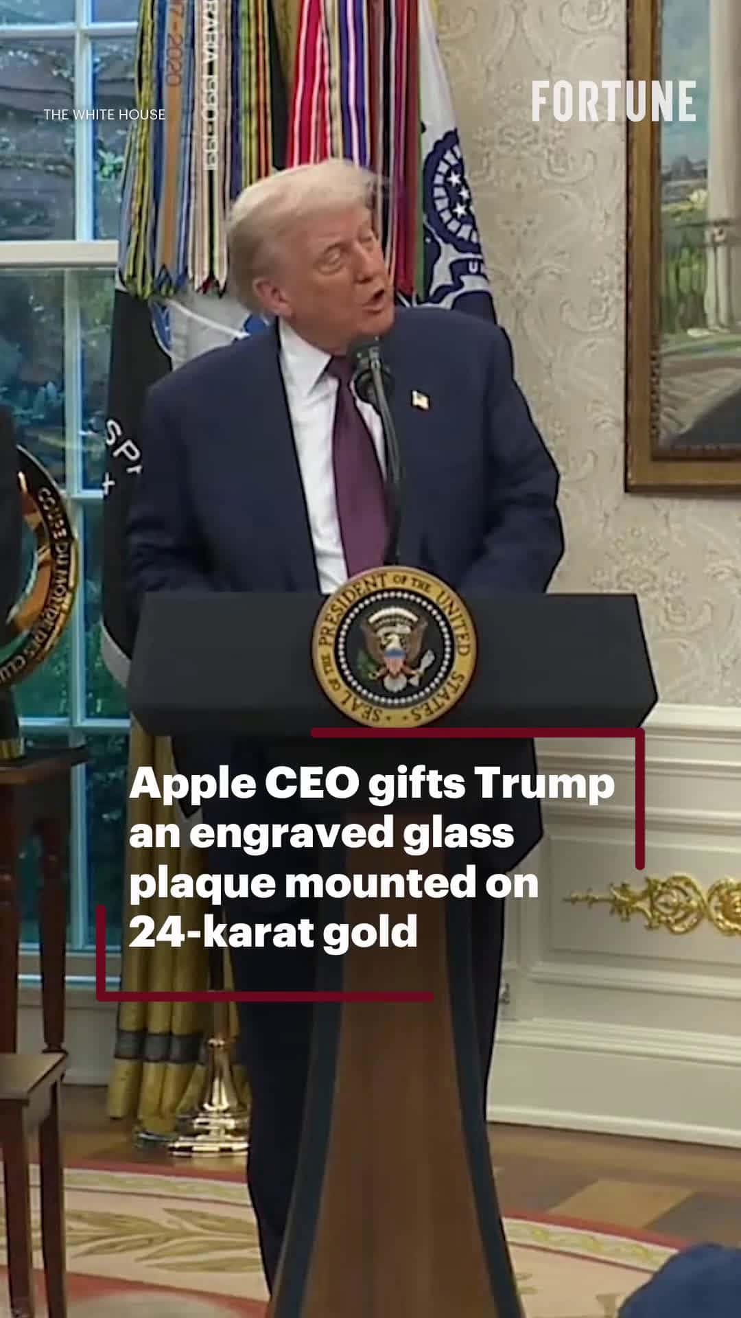 Cover for Apple CEO gifts Trump an engraved glass plaque mounted on 24-karat gold