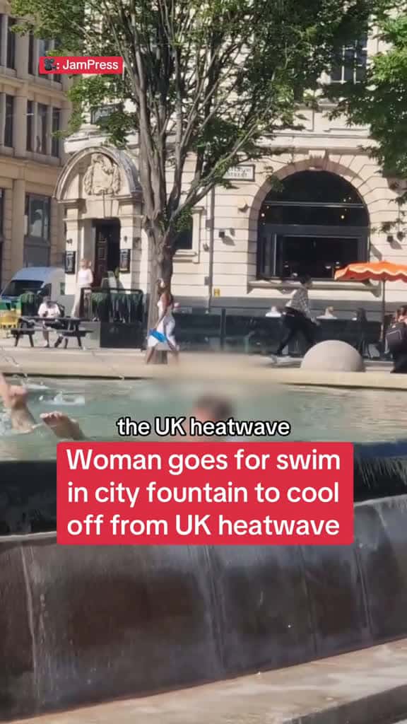 Cover for Woman cant cope with UK heatwave so swims in fountain 24642 #american