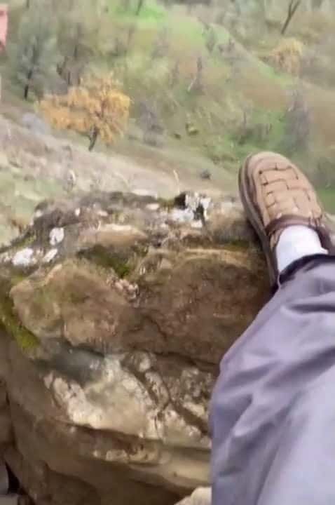 Cover for Rock rolls down hill and takes out tree.  #fyp  #viral  #caughtoncamera