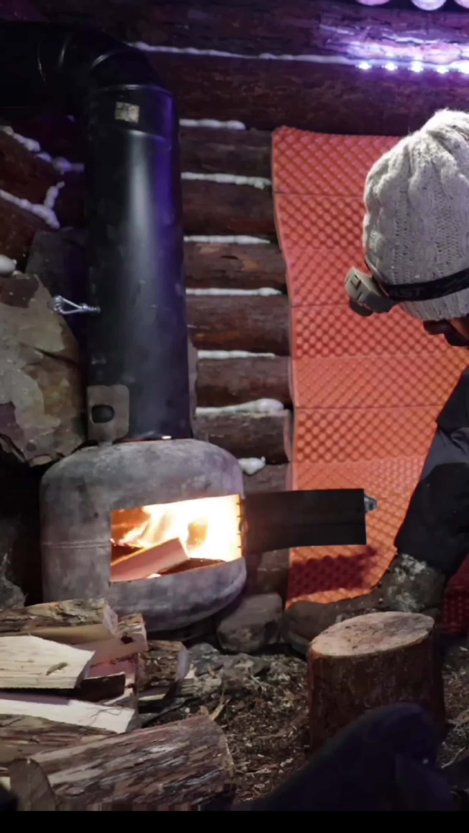 Cover for Wood stove from a propane tank  #outdoors #diy #bushcraft #woodstove  #camping  #wildernessskills  #survival