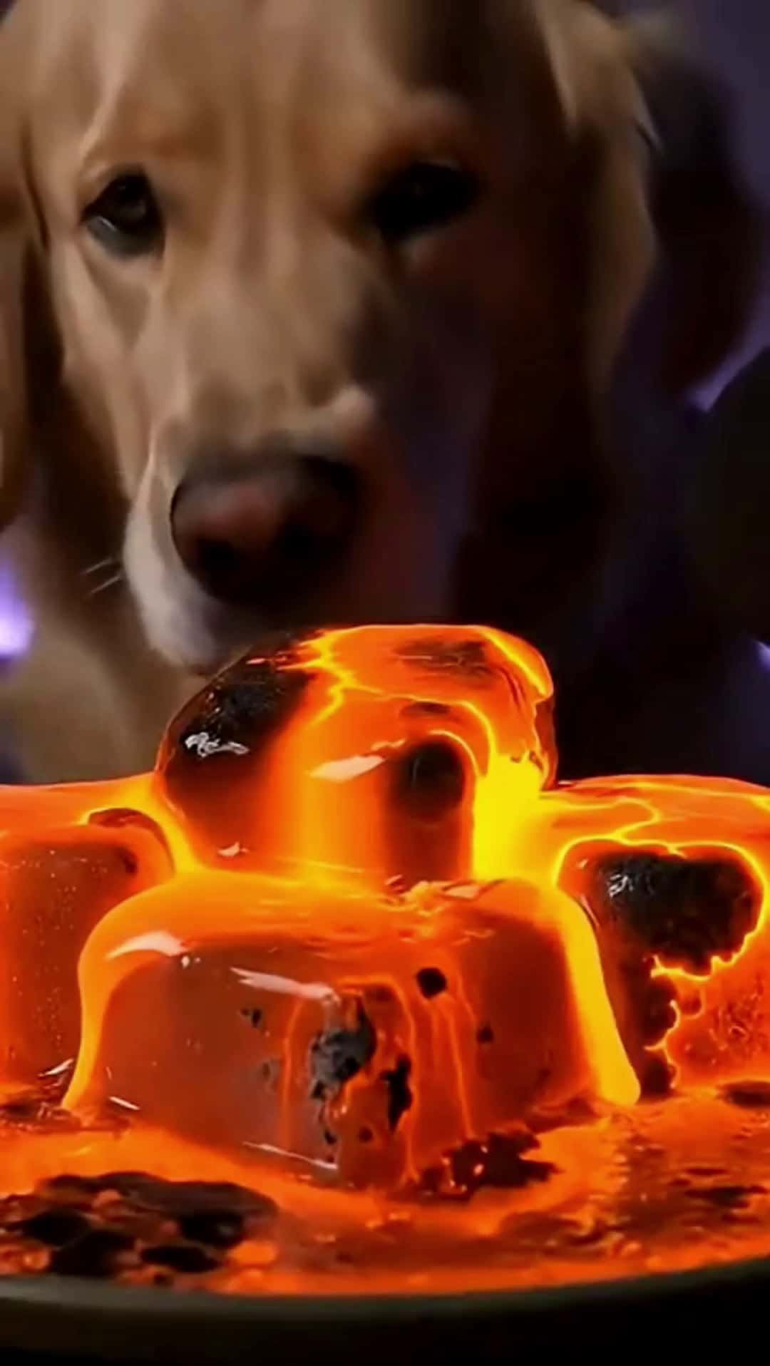 Cover for dog eats lava #satisfying #dog #art #fyp 
