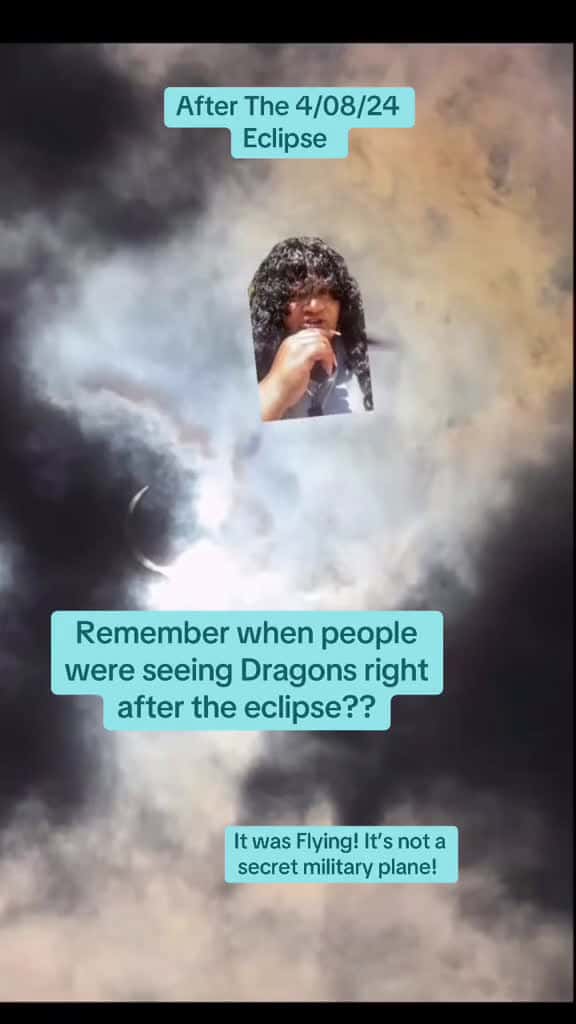 Cover for Yall remember after the eclipse last year and people was seeing dragons? This is one of those sightings! I saw it flying so it’s not a plane! #dragons#eclipse#eclipse2024 #openportal #portal #caughtoncamera #spiritual #spiritua...