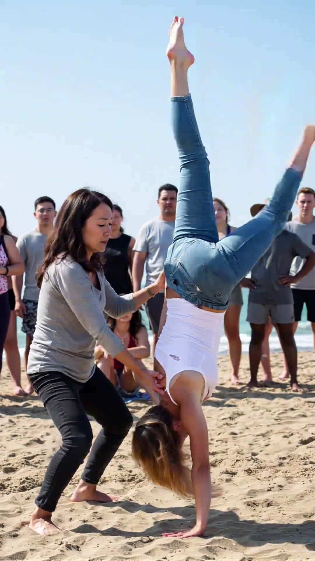 Cover for AIBeachFight: Unbelievable martial arts from this girl! #MartialArtsGirl #BeachAction #ChinaKungFu #ViralVideo