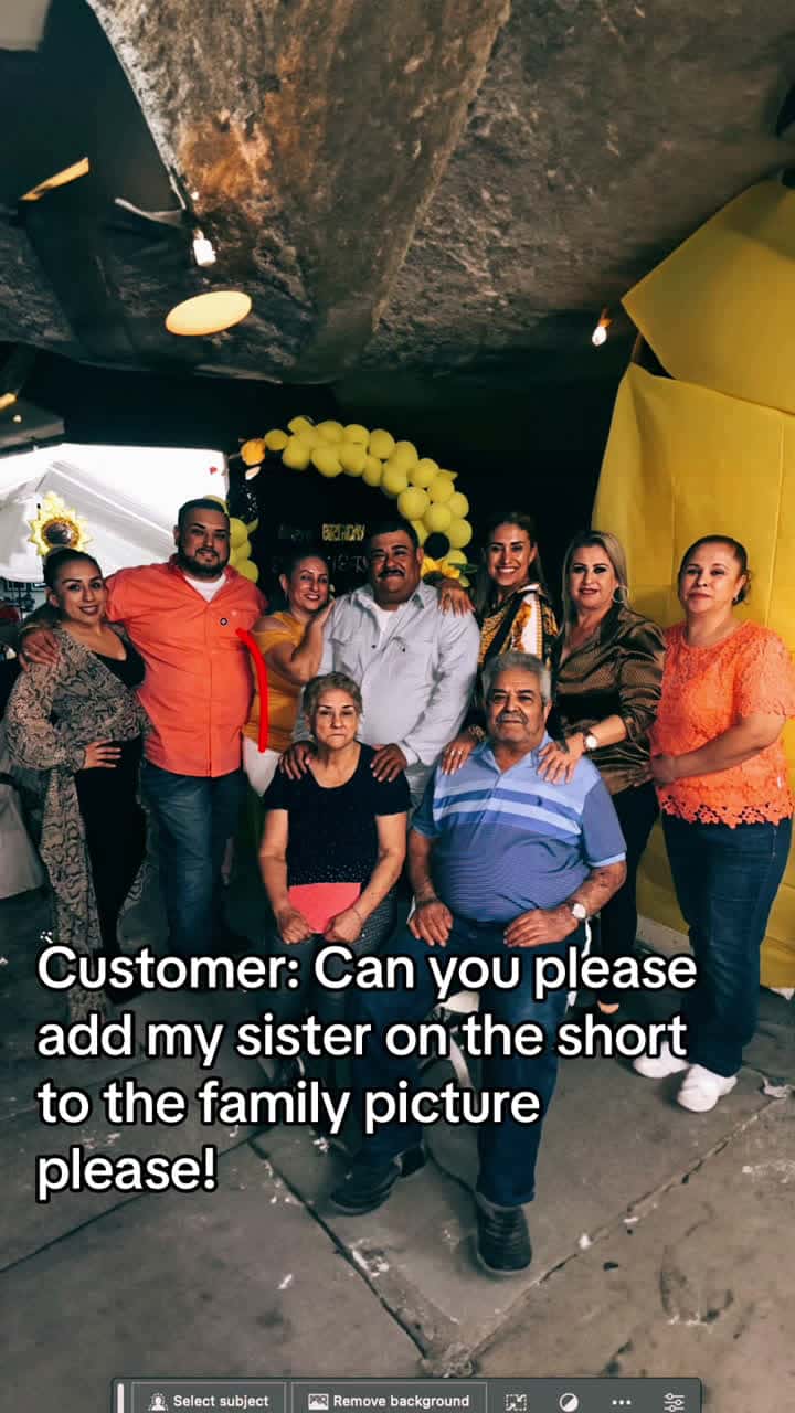 Cover for Customer: Can you please add my sister on the short to the family picture please!#family #familyportrait #gift #spanish #fyp #fypシ゚viral