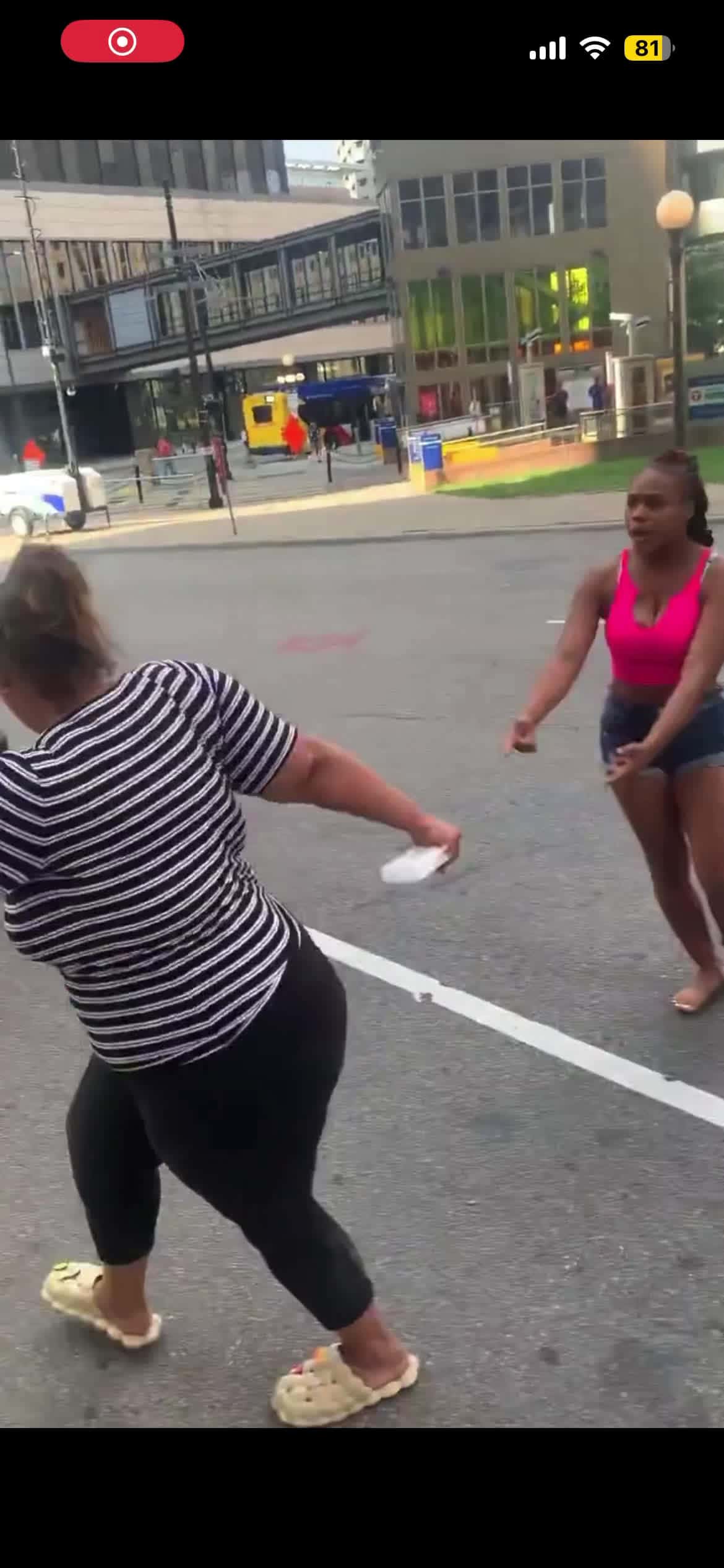 Cover for Fight breaks out downtown between 2 women 😂