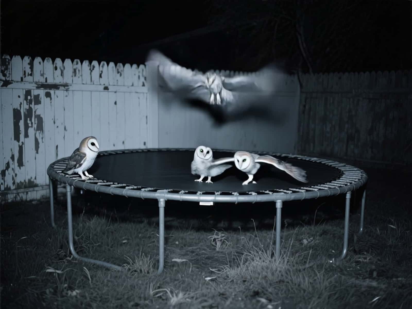 Cover for AI-generated. A surprise late-night backyard intruder 😂 #funnyvideo #animals #interesting #owl #ai